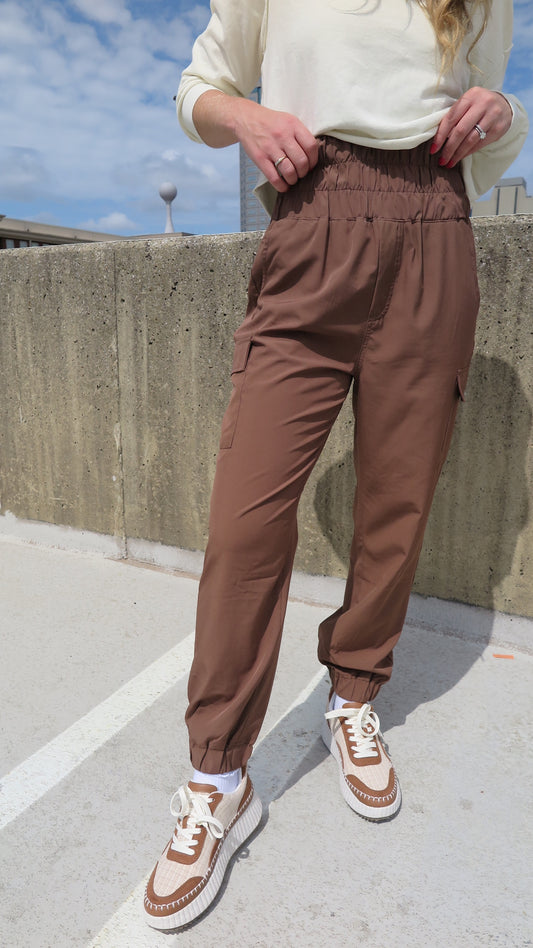 On My Way Cargo Joggers (Chocolate)
