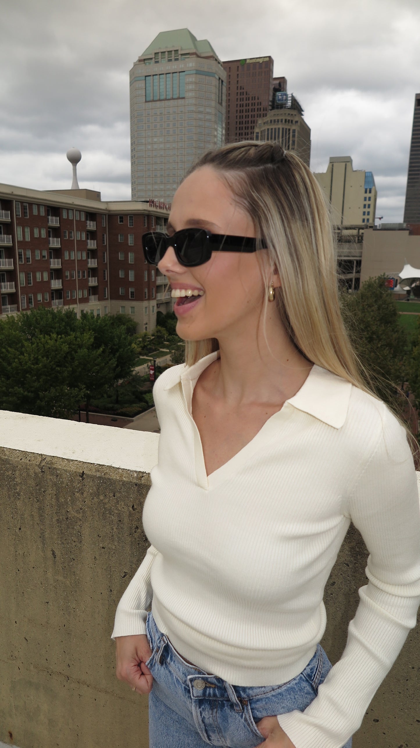 Ivy League Collared Long Sleeve Top (Sweet Cream)
