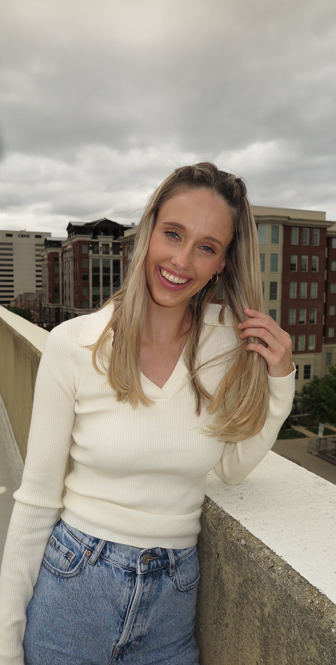 Ivy League Collared Long Sleeve Top (Sweet Cream)