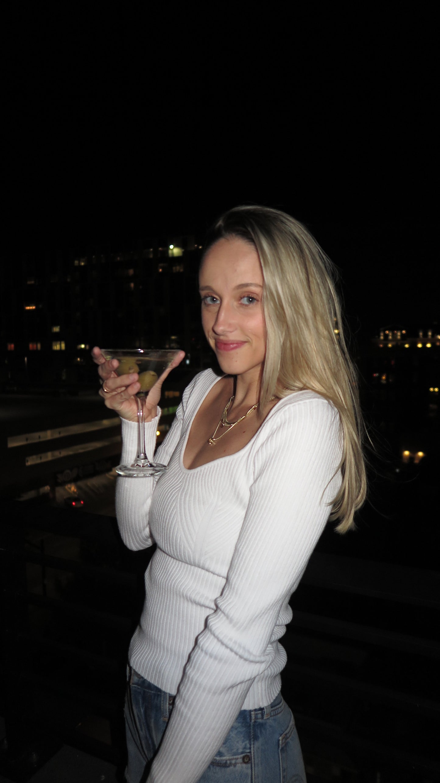 Martini Time Sweater Top (White)