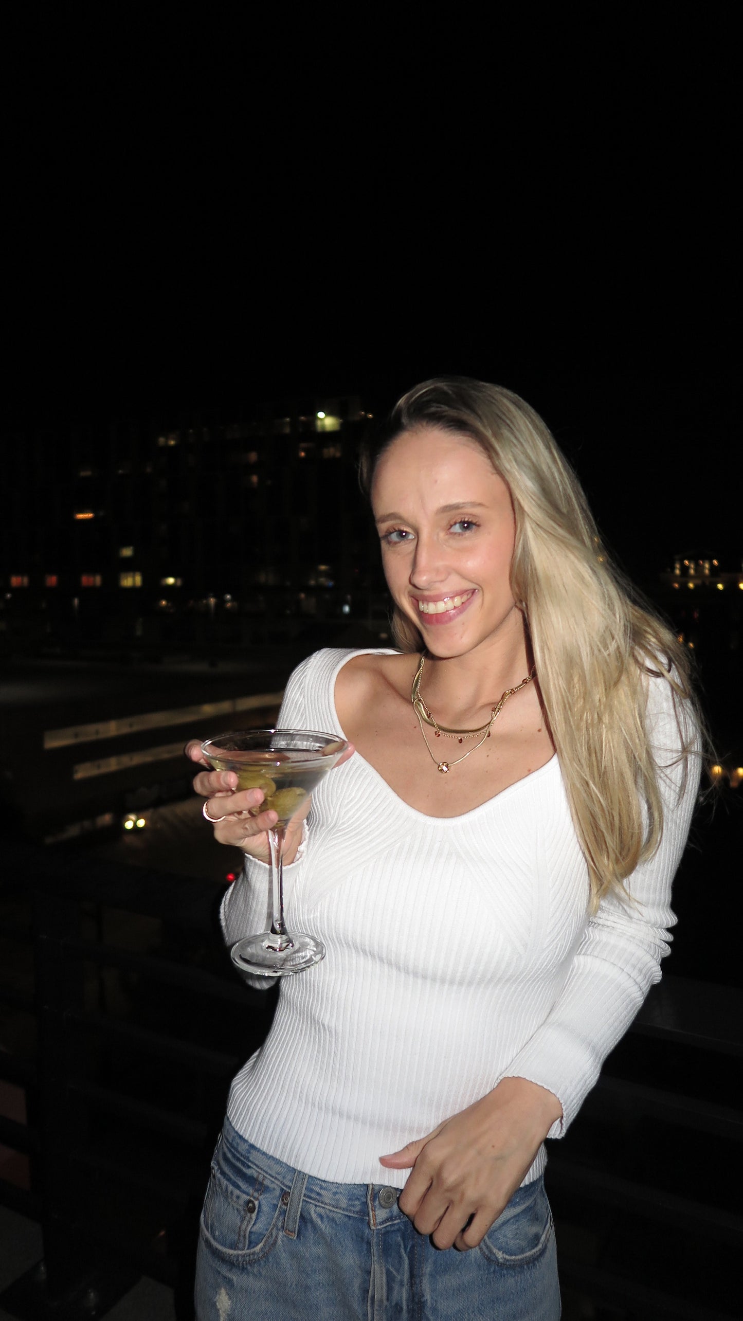 Martini Time Sweater Top (White)
