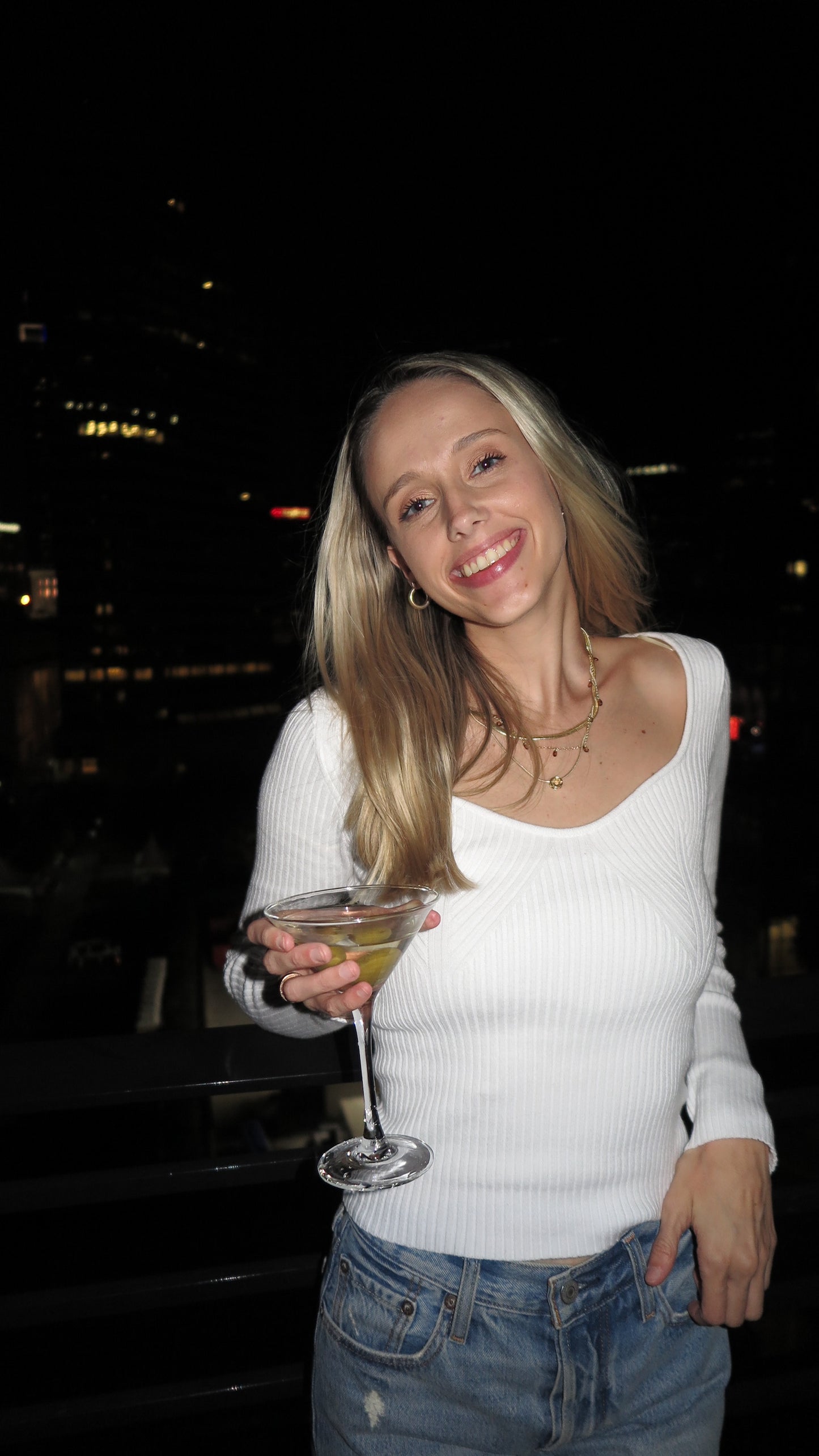 Martini Time Sweater Top (White)
