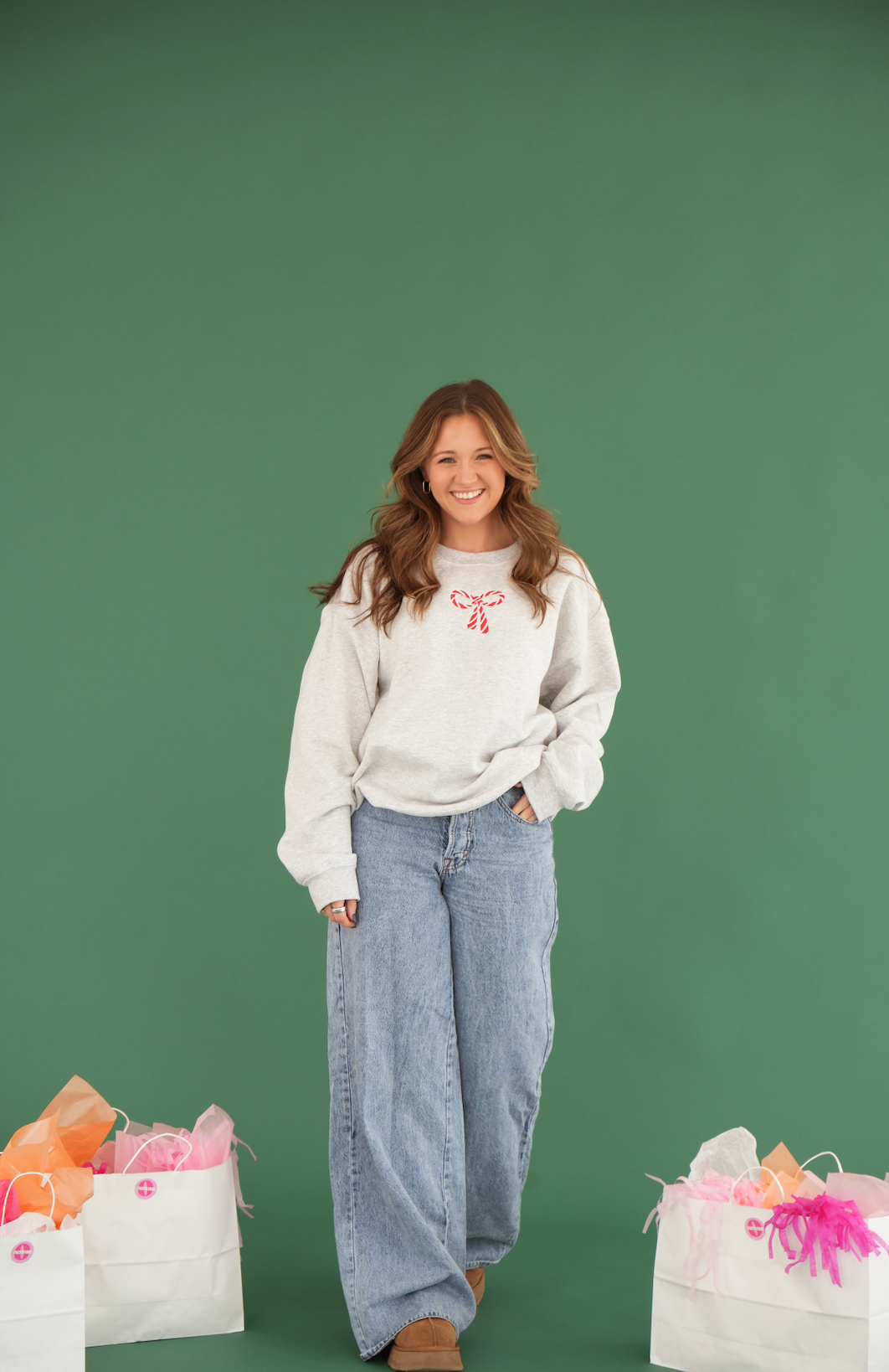 Peppermint Bow Sweatshirt