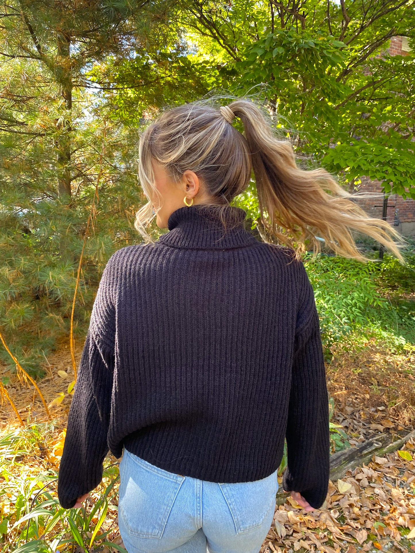 Fireside Semi-Crop Sweater (Black)