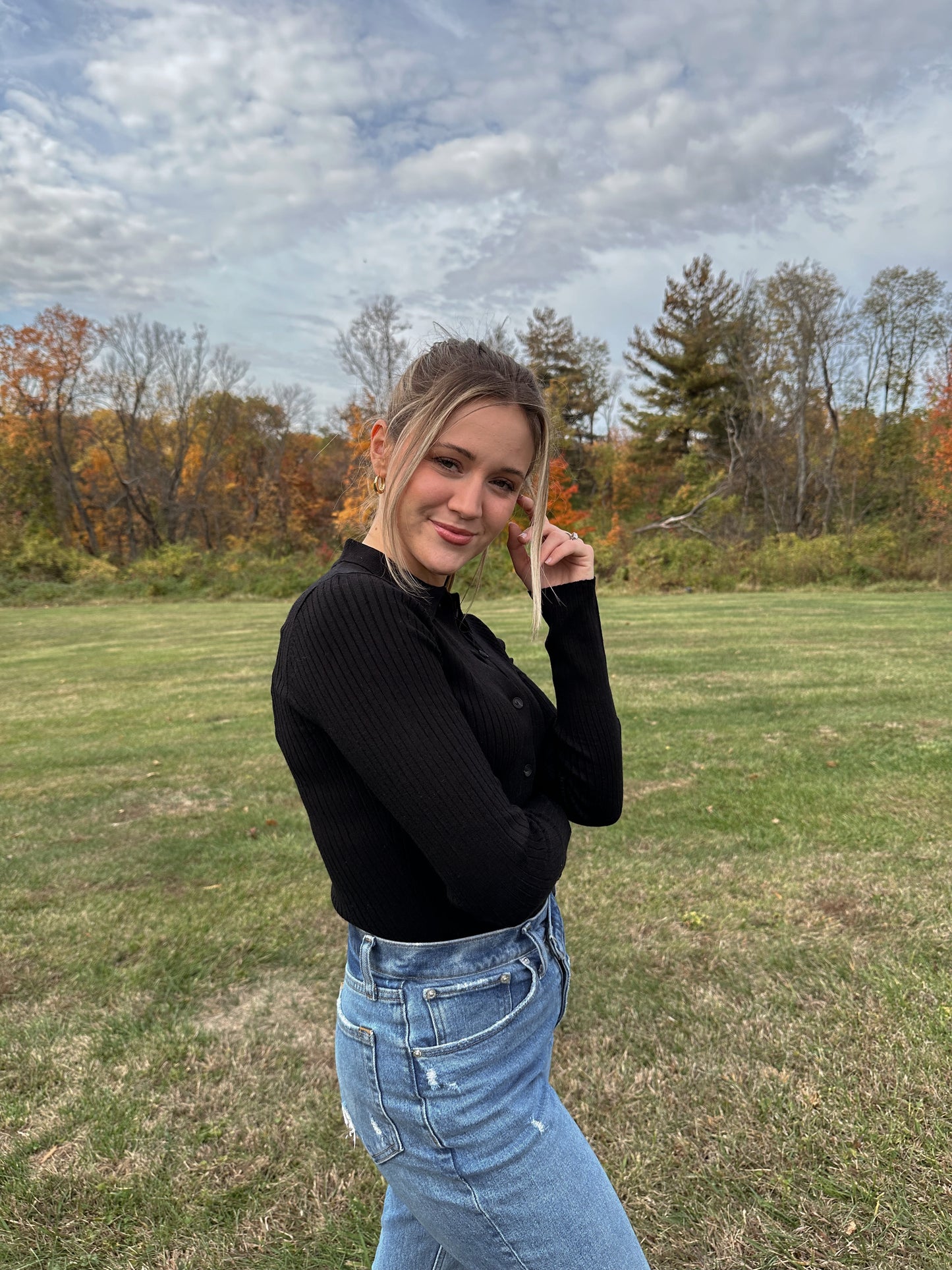 Emma Collared Top (Black)