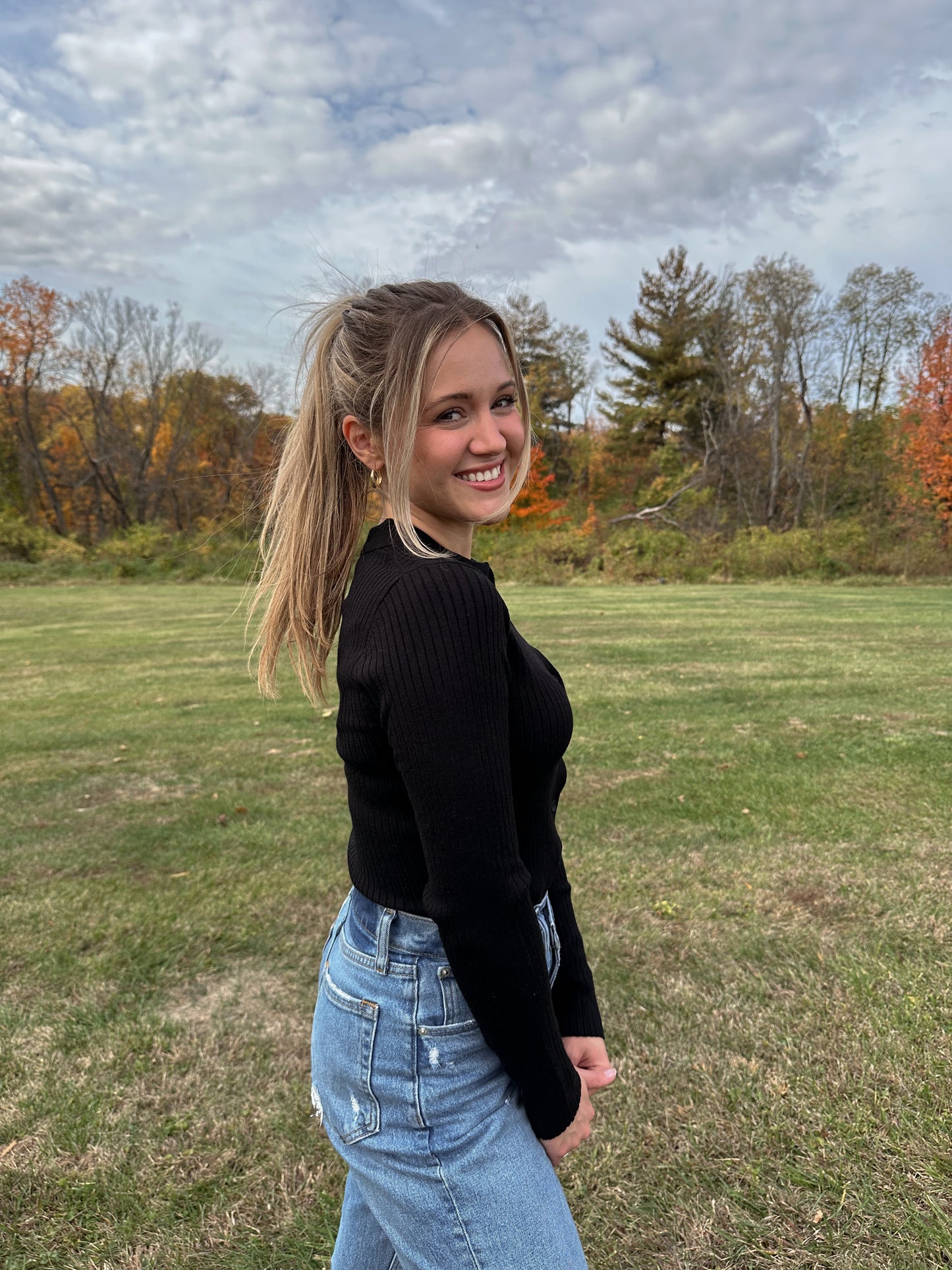 Emma Collared Top (Black)