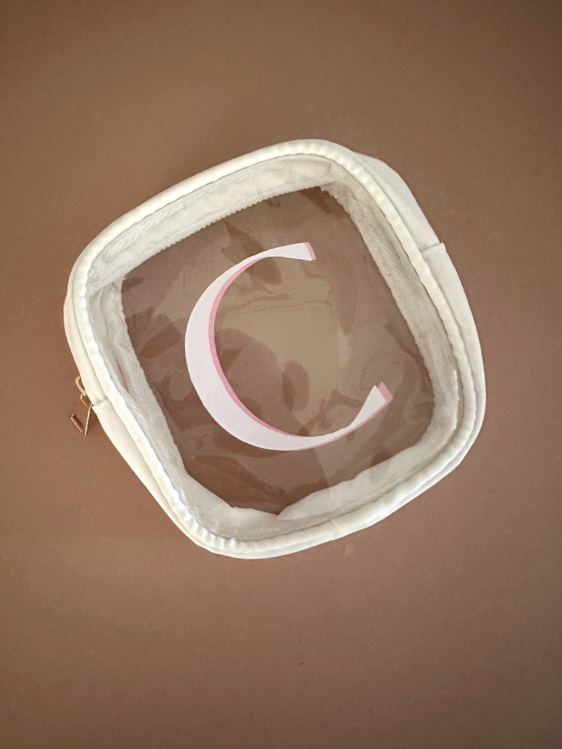 White over Light Pink Sticker on White Small Pouch
