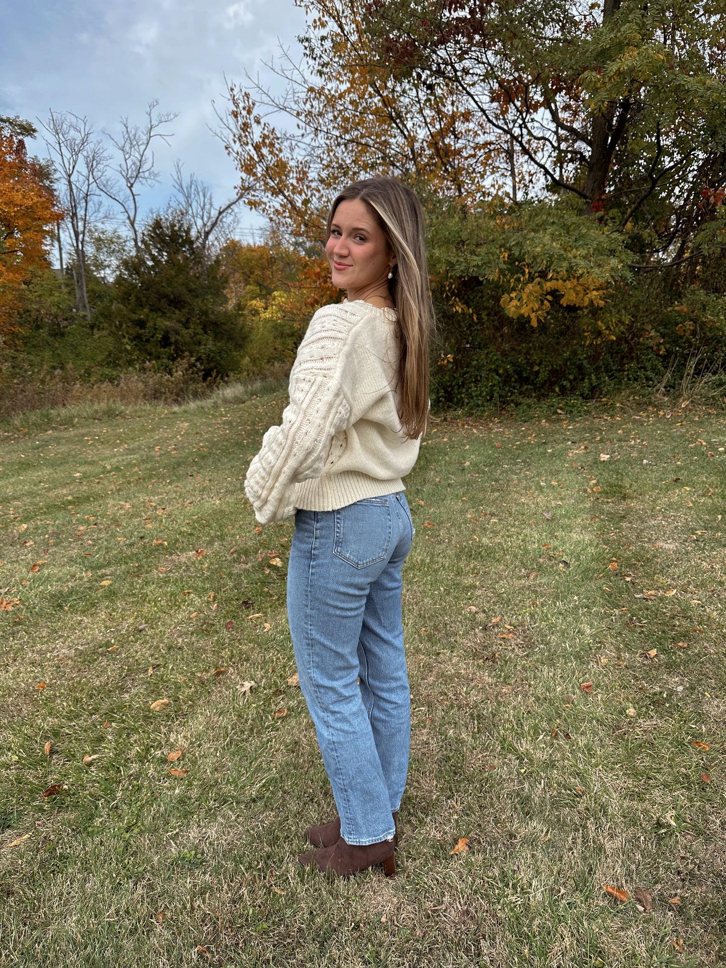 Ava Cable Knit Sweater (Whipped Cream)