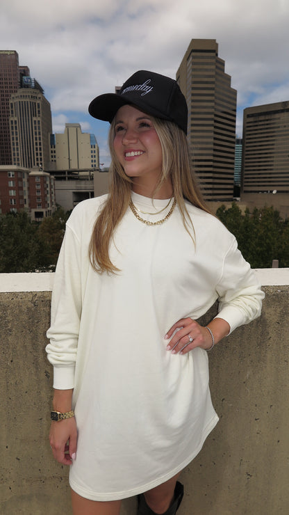 Take It Easy Sweatshirt Dress (Sweet Cream)