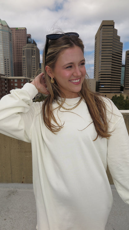 Take It Easy Sweatshirt Dress (Sweet Cream)