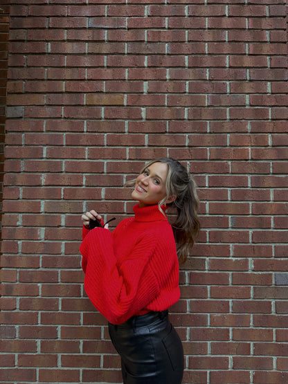 Fireside Semi-Crop Sweater (Red)