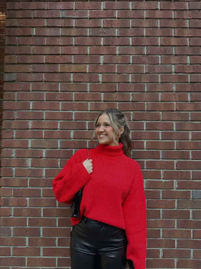 Fireside Semi-Crop Sweater (Red)