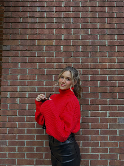 Fireside Semi-Crop Sweater (Red)