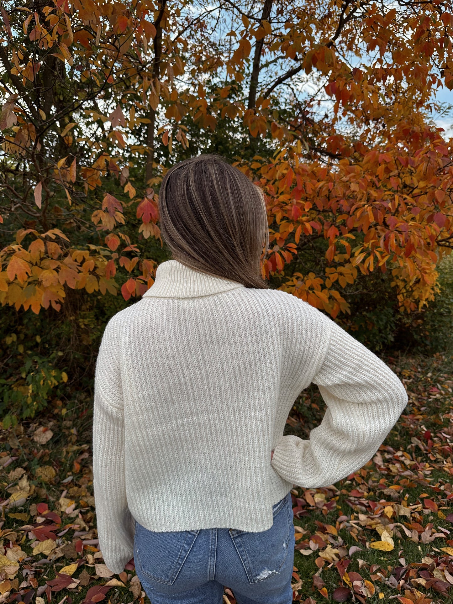 Fireside Semi-Crop Sweater (Cream)